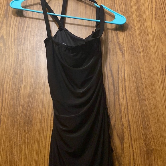 Pretty Little Thing PLT Black Ruched Front strappy bodycon dress size 4 - Picture 6 of 6